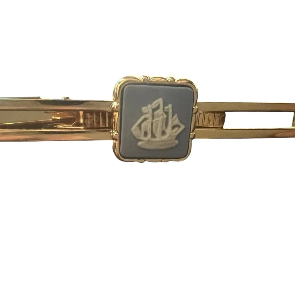Wedgwood Light Blue Tie Clip Ship Motif